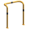 Anti-nudge hoop | double-sided, deep version | steel tube  76 mm | yellow / black | total width: 1000 mm | height above ground: 1150 mm | to be fixed by plugs